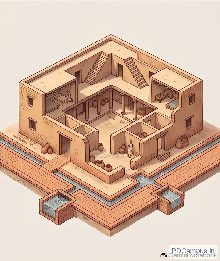 Illustrative city grid and courtyard house