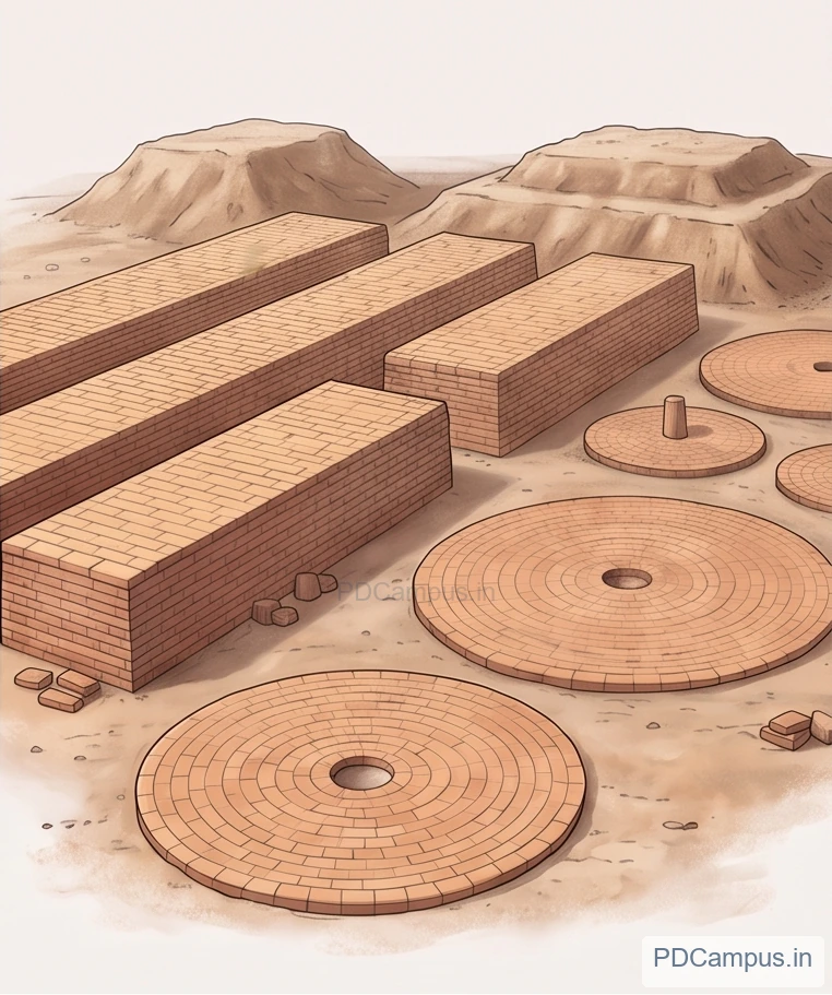 Illustration of mounds and storage platforms